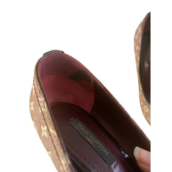 LOUIS VUITTON  Monogram Idylle Canvas Peep Toe Pumps Size 38.5/8 - Picture 9 of 12